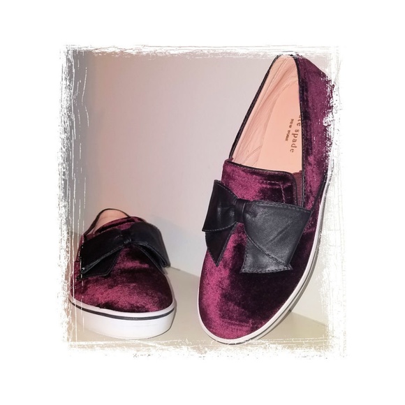 kate spade Shoes - Fab Kate Spade Slip On Sneaker Velvet Leather Bow